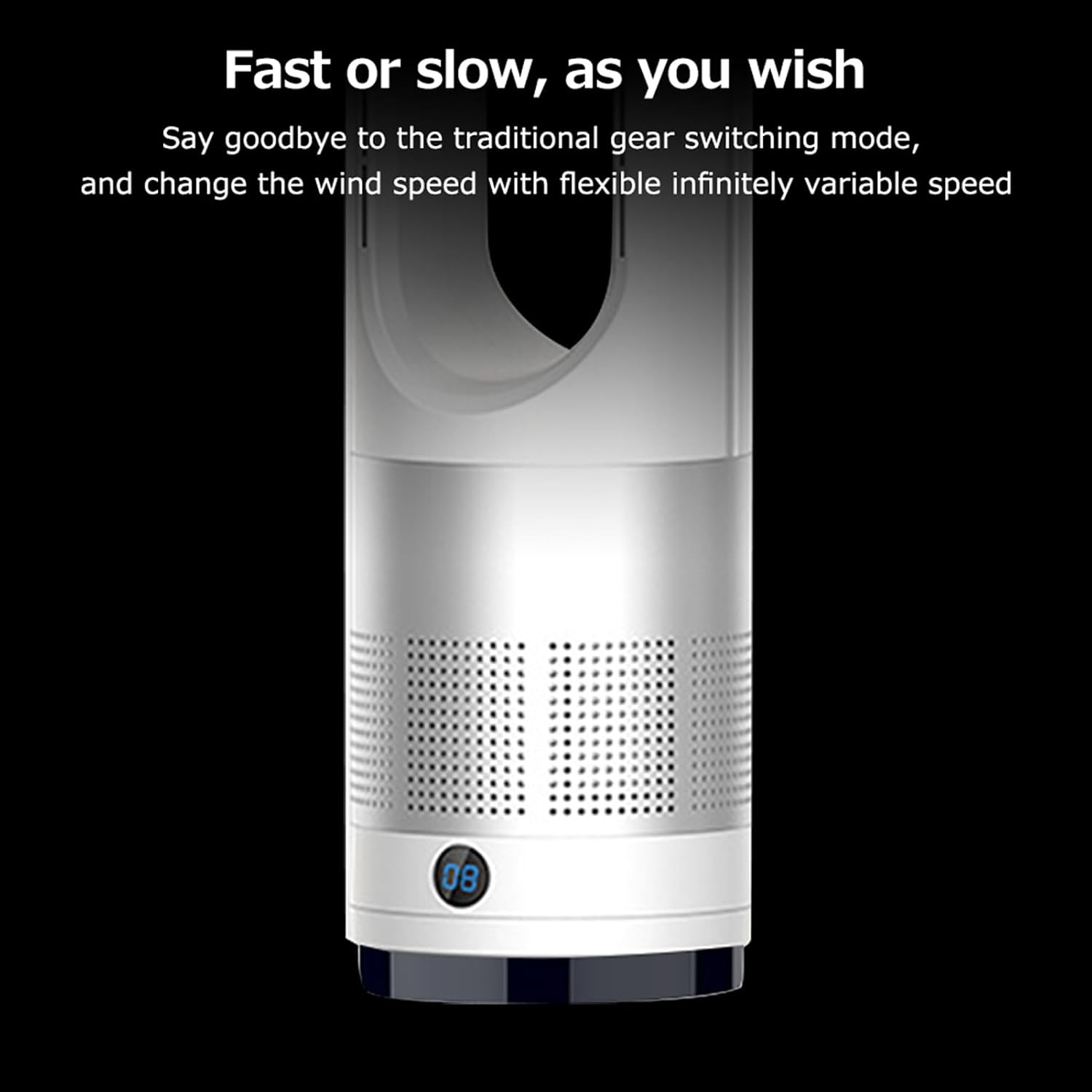 Bladeless Electric Fan, 18 Inch Air Cooler with Fiber Filter for Air Purification, Brushless Motor, Turbine, Year Round Purification (US Plug)