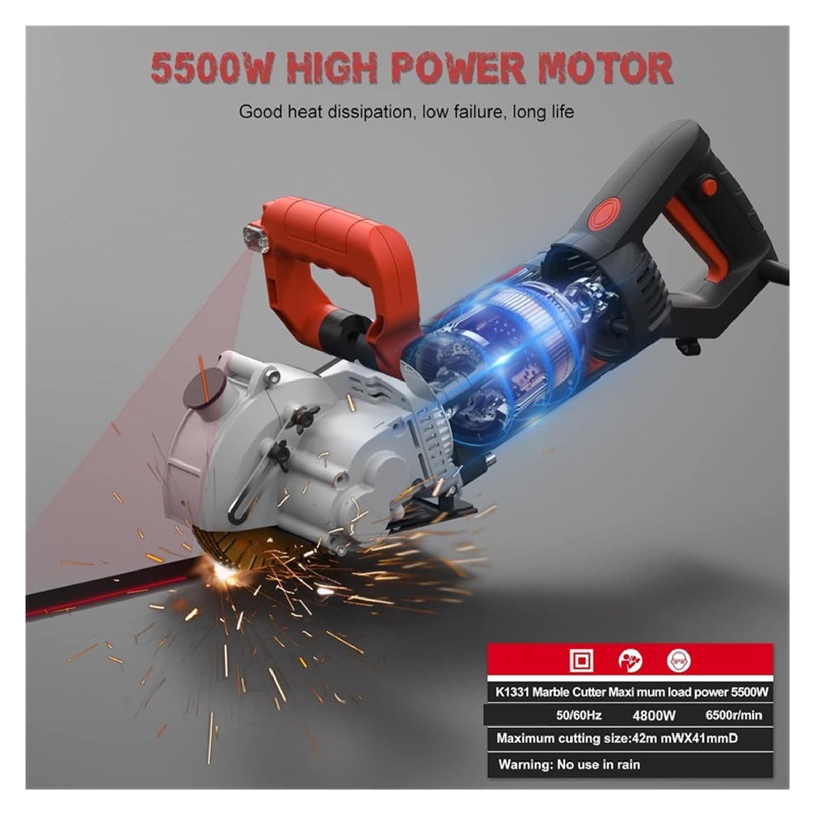 4800W Bruzownica Ścienna Przecinarka Do Betonu Elektryczna Maszyna Rowkowania Laserowego 133mm Piła Tarczowa Narzędzie Tnące Z Regulowanym Uchwytem Solidna konstrukcja