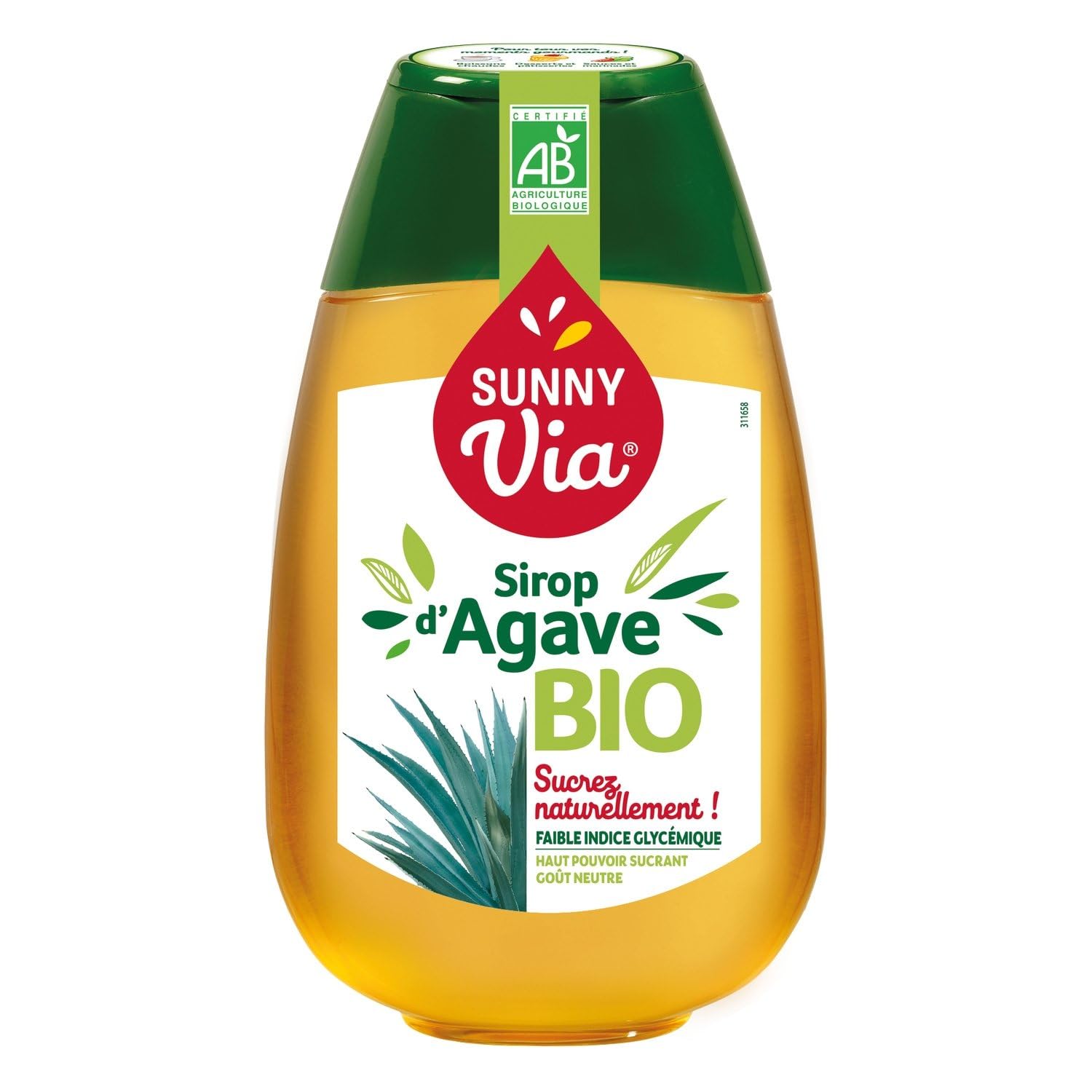 Sirop d'Agave Bio SUNNY VIA - le flacon de 500g Lot De 3 - Par Lot