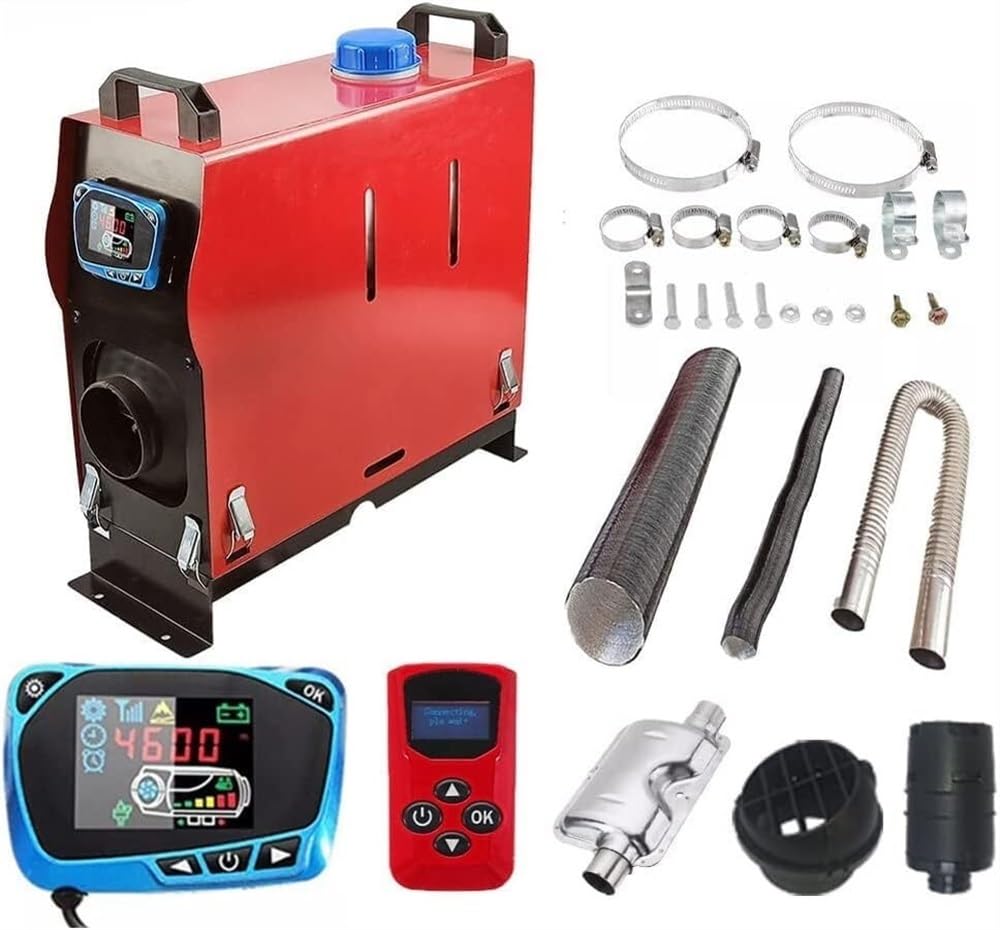 Chauffage de Voiture 12V 8KW, Tout-en-Un, 1 Sortie d'air, télécommande, Interrupteur LCD Bleu, Compatible avec Camping-Cars, camions et Autres véhicules.