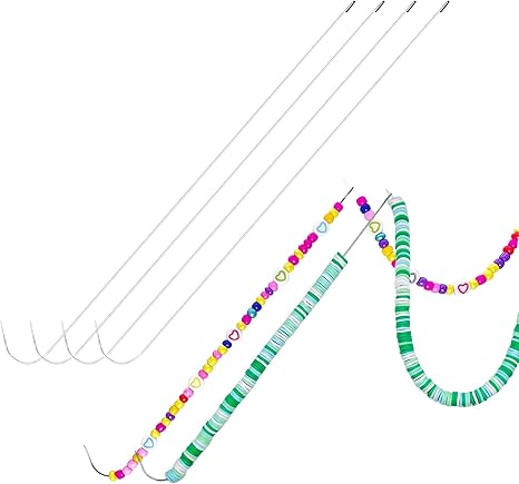 Xmada 4-Pack Clip-Style Beading Needles - 6.7 inches, 0.7mm Diameter, Efficient & Sturdy for Jewelry Making (4-Curved)