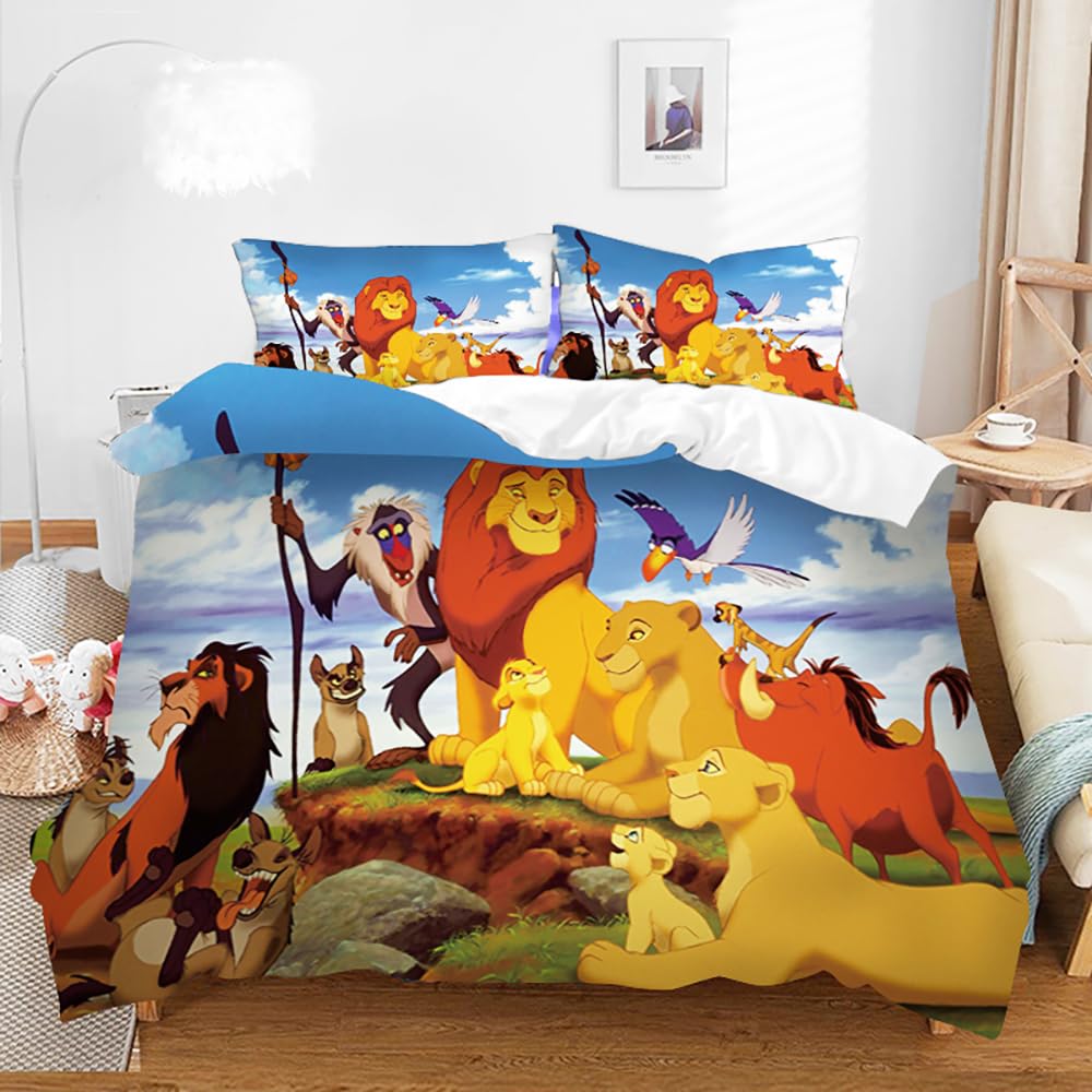 Bedding Set The Lion King Duvet Cover Set for Boys Girls Junior/Cot Bed Reversible Lovely Colorful Comforter Cover (200x200cm(Double),Lion 01)