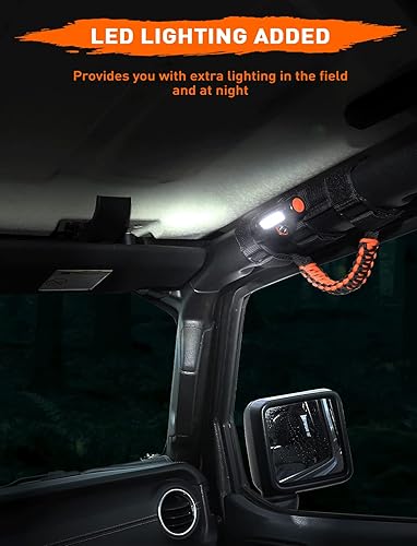 Miniatura 2 de Savadicar - 2 asas de agarre para barra antivuelco con luz LED, asas de agarre para vehículo, accesorios de interior, color azul