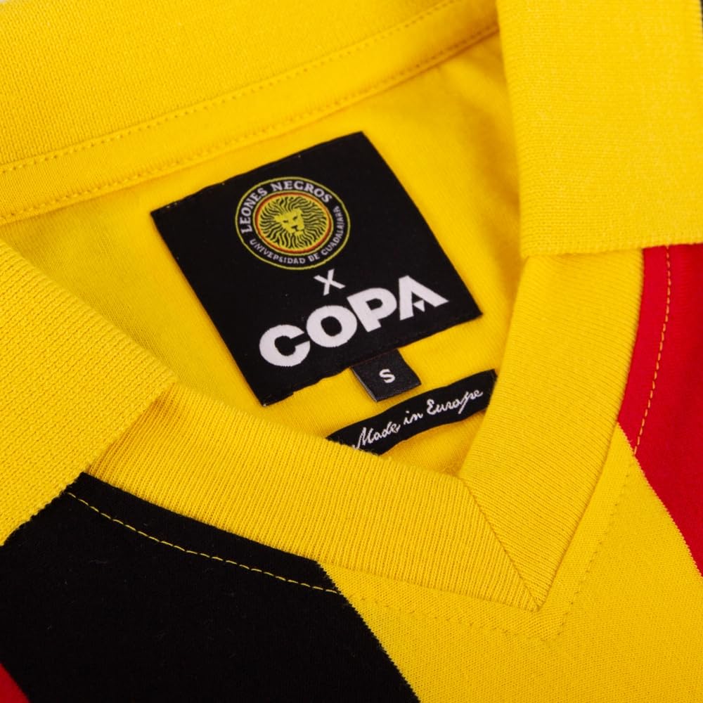 Copa - Camiseta de Fútbol - Hombre - Leones Negros 1974 - Retro - Manga Corta - Rojo/Amarillo - 100% algodón