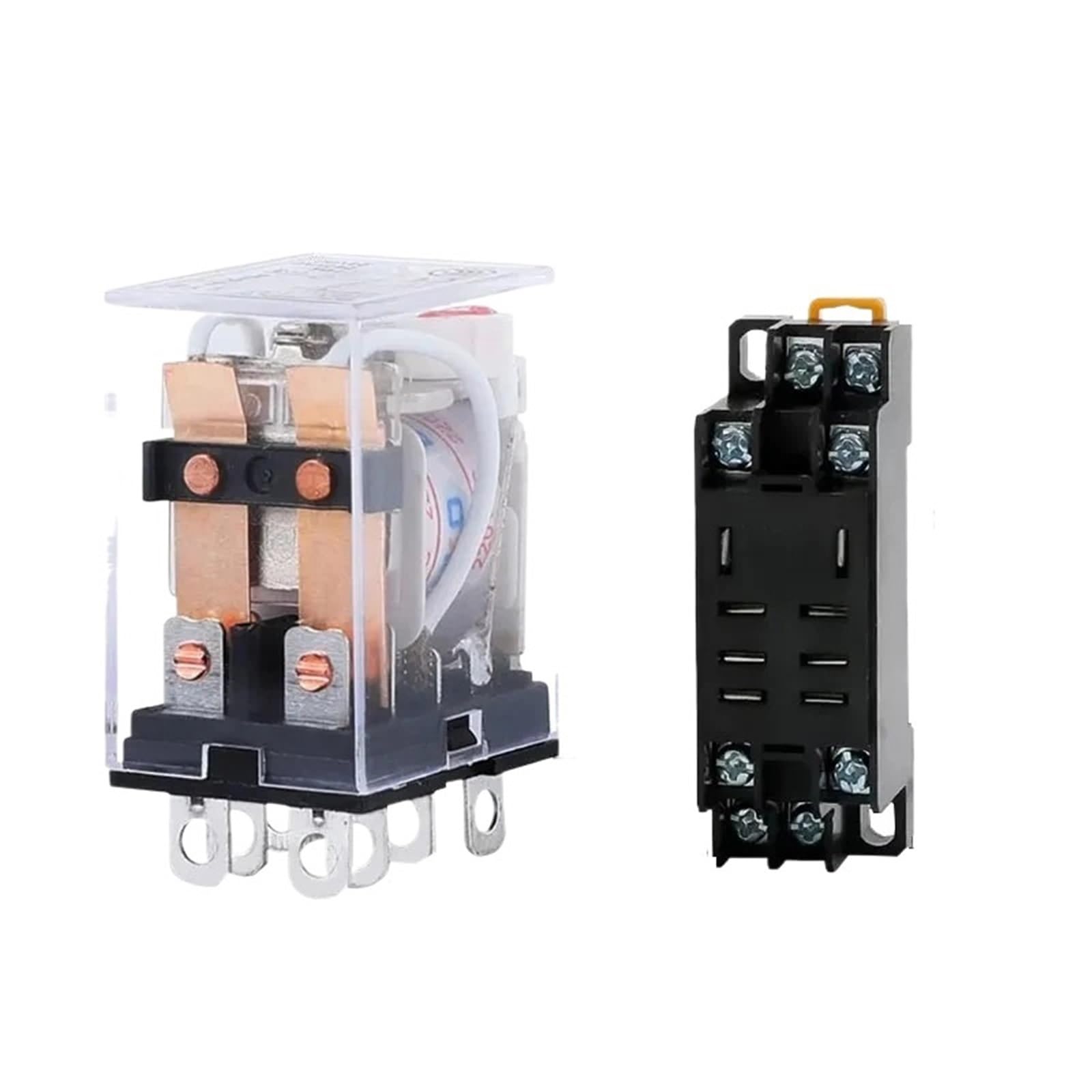 Relé de potencia de bobina HH62P de 5 piezas LY2NJ, relé miniatura de 8 pines con base de zócalo, CC 12 V, CC 24 V, CA 110 V, CA 220 V, 10 A(DC (5Pcs),110V With Base)