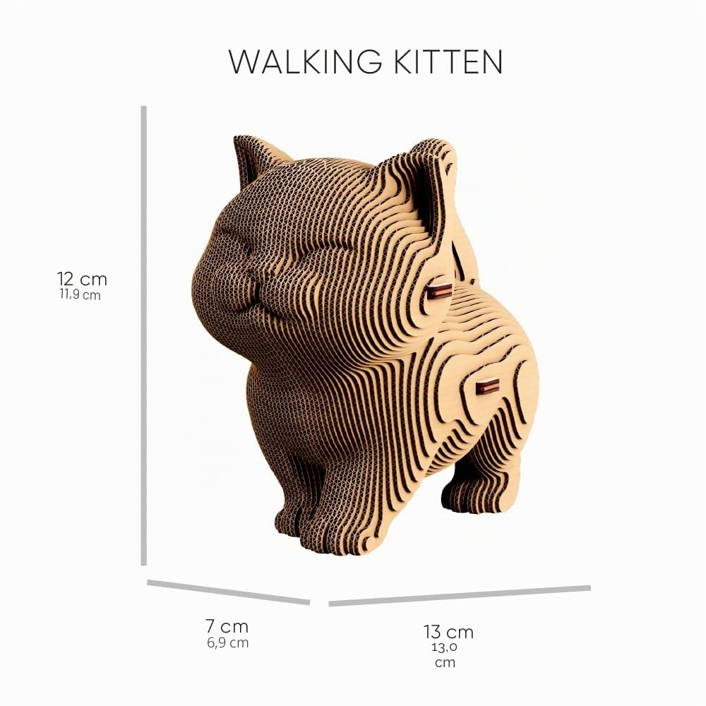 Chatons Trio Puzzle 3D en Carton – Coffret 3 Maquettes | 254 Pièces, Kit Sculptures Animaux DIY à Assembler et à Peindre – Matériaux Recyclés, Ados & Adultes, Idée Cadeau Déco