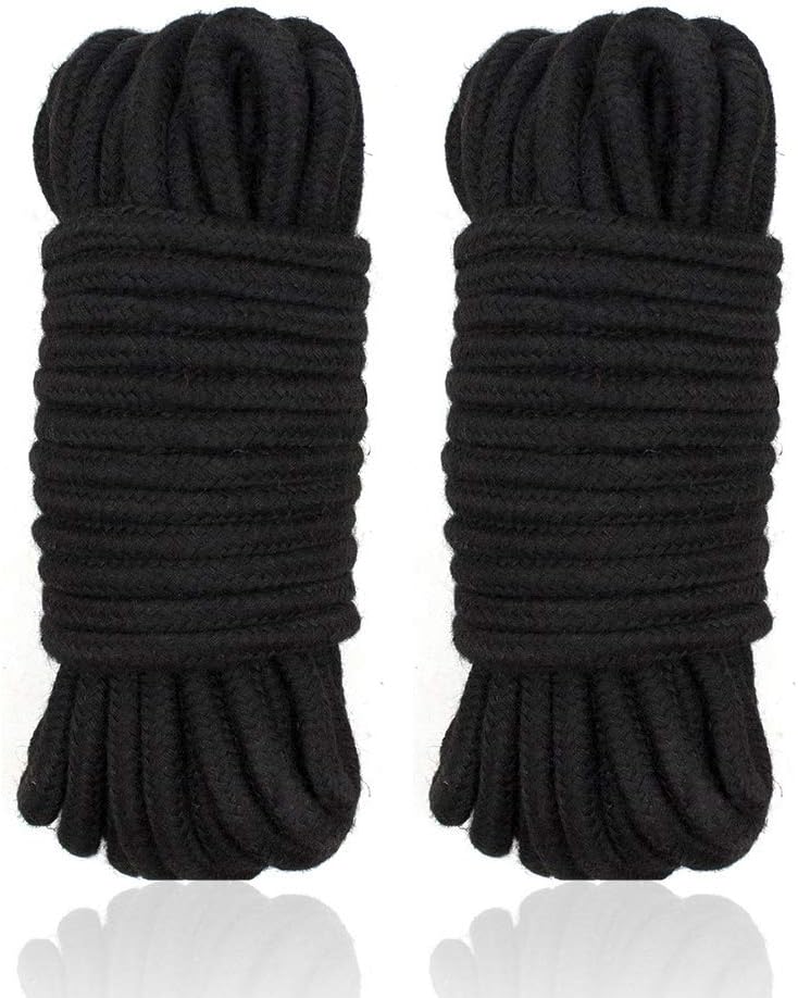 2 Pcs Cotton Soft Rope 32 Feet/10m Rope Craft Rope Multipurpose Rope (Black-2PCS)