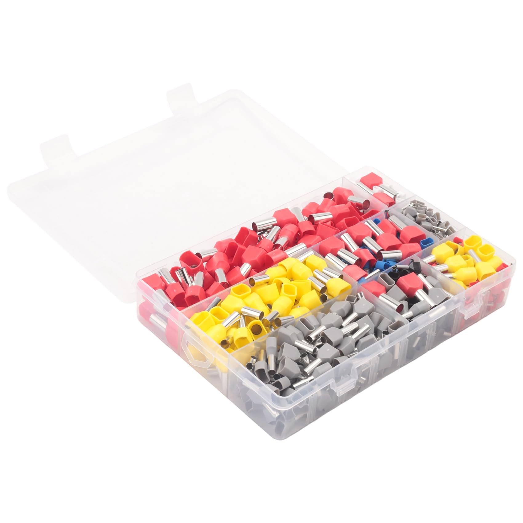 muqeu 750pcs Twin Wire Ferrules Kit Wire Terminal Ferrules Crimp Connector Twin Ferrules Dual Bootlace Ferrule Teminator Kit
