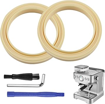 2Pcs Coffee Machine Brew Group Head Seal Gasket for Breville Sage Espresso Machines 870/878/880/500 Leak-Proof Replacement Seal Kit with Hex Wrench, Pry Bar, Brush