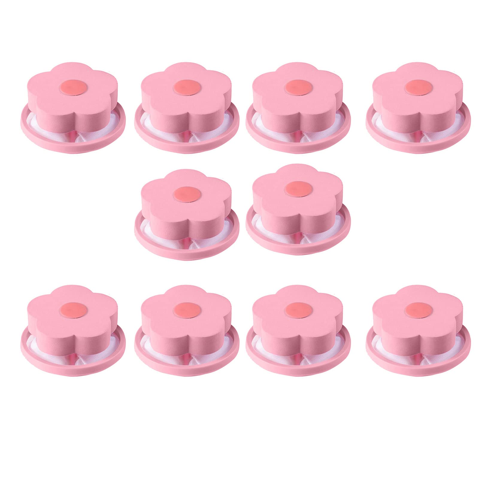 HUIKJI Washing Machine Hair Filter,10Pcs Cleaning Mesh Bag Plum-Shaped Reusable Blue Pink Lint Catcher Floating Household