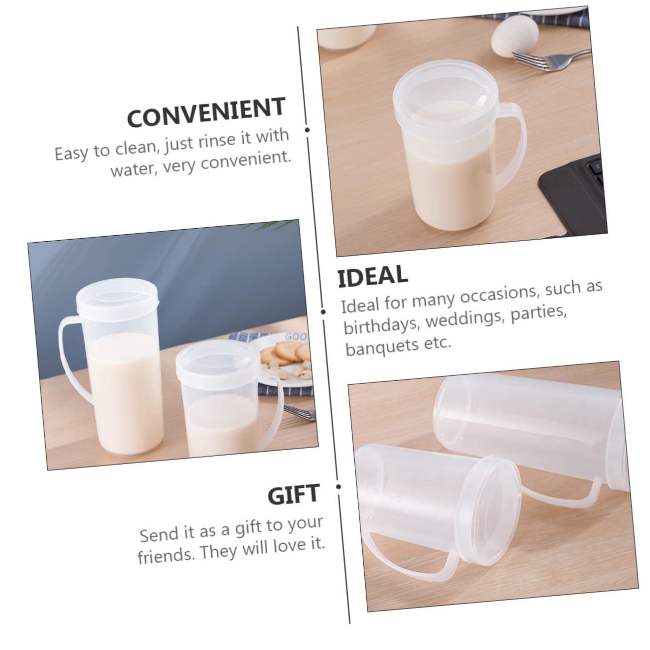 MAGICLULU 6 Pezzi Tazza Brocca Trasparente Con Coperchio Dosatore Per Cottura Al Forno Pentola Per Succo Microonde Misurino Tazza Distributore Di Acqua Calda Brocca Per Acqua Riutilizzabile