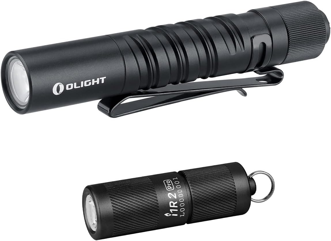 OLIGHT I3T EOS 180 Lumens Dual-Output Slim EDC Flashlight Bundle with I1R 2 Pro Rechargeable Keychain Flash Light