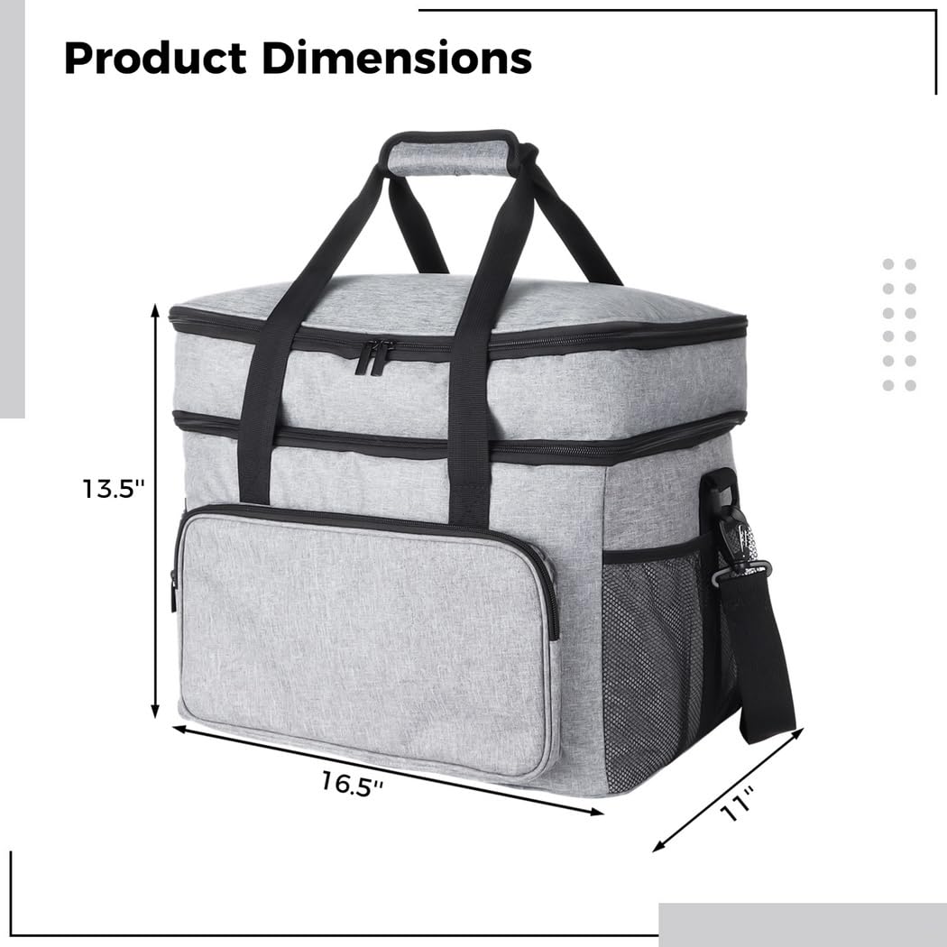 Bolsa térmica plegable aislada, bolsa de almuerzo a prueba de fugas, impermeable, duradera, portátil de doble piso, bolsa térmica grande para camping, picnic, playa, viajes