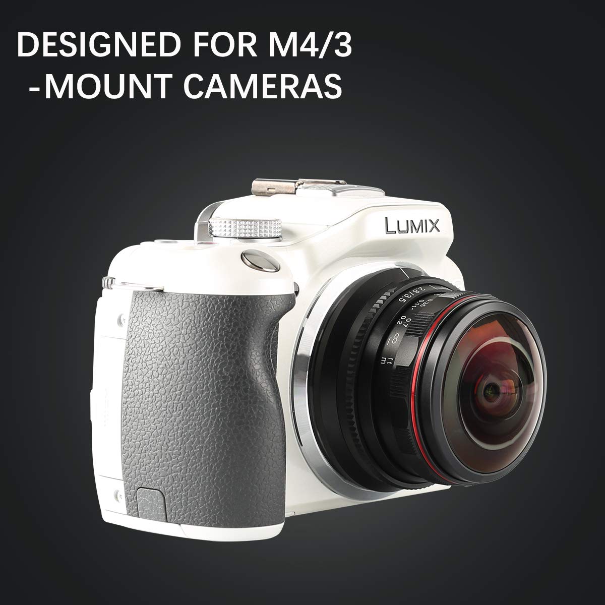 Meike 3,5mm F/2.8 Obiettivo Fisheye Circolare Manuale Per Fotocamere Olympus E Panasonic M4/3 (MFT) - Campo Visivo 220°