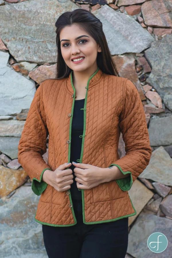 Image of Cotton Quilted Jacket for Winter | Warm Lightweight, Soft Quilted Reversible, Casual Jackets for Women | Stylish Cotton Outerwear | Breathable & Comfortable