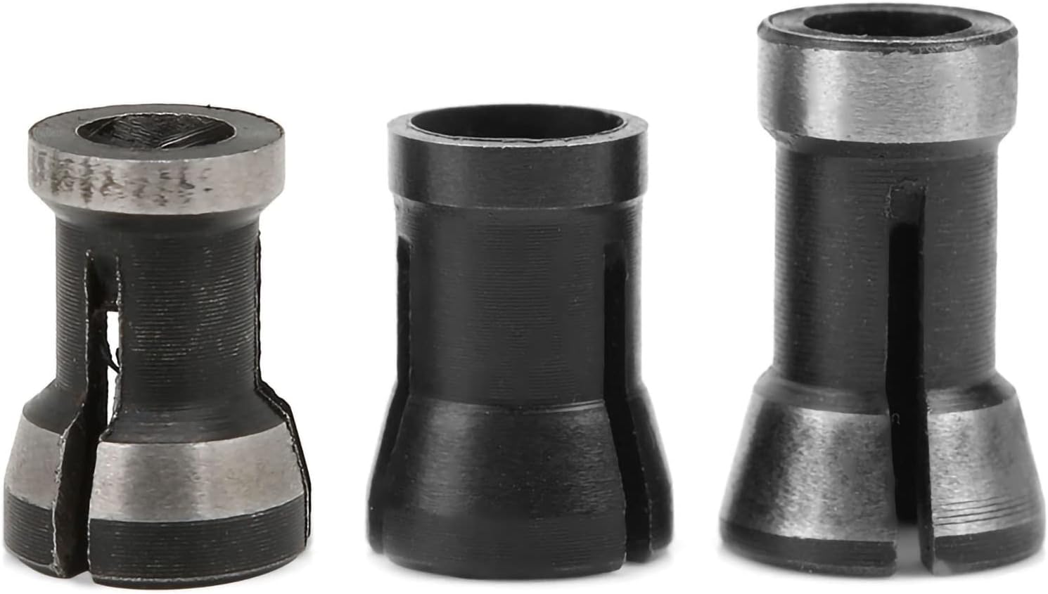 Fafeicy High Woodworking Collet Chuck Head Set, High Speed Steel Trimming Cutter, 3pcs of 6mm 6.35mm 8mm for Engraving and Milling Machines