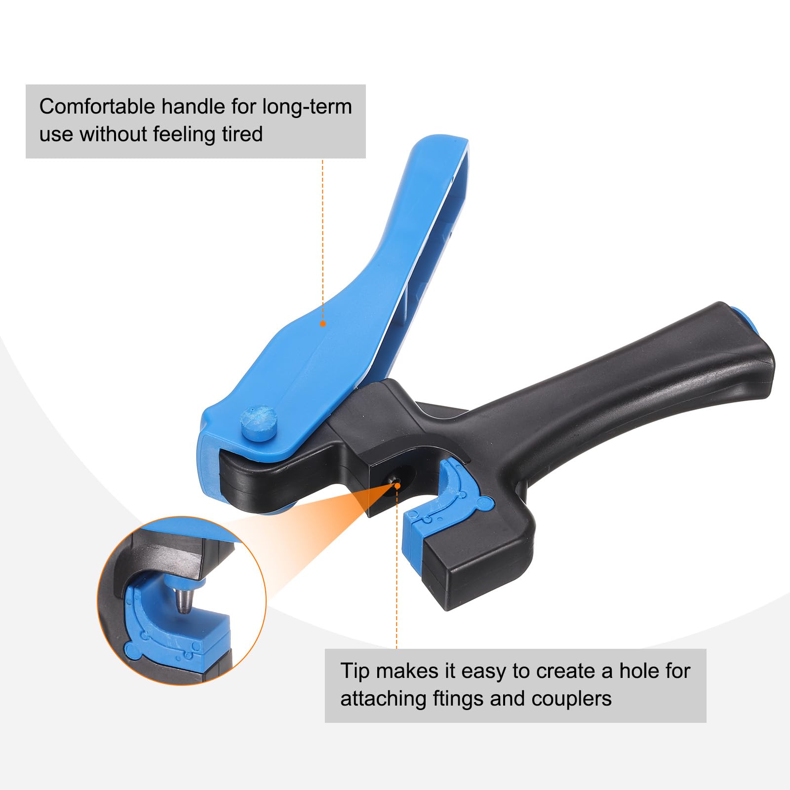 HARFINGTON 3 perforadores de riego por goteo de 4 mm, herramienta de perforación de goteo combinada 2 en uno para montaje de tubos de 1/4 pulgadas, corte de manguera de riego para tubos de polietileno