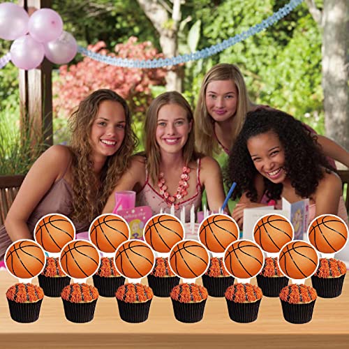 Basketball Party Decorations 24Pcs Basketball Cupcake Toppers Basketball Birthday Cake Decorations For Basketball Birthday Party Supplies Baby Shower Sport Birthday Party Decorations (1-Basketball) #TOP2