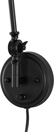 Miniatura 6 de WINGBO Lámpara de pared envuelta en ratán, lámpara de pared ajustable con brazo oscilante, lámpara vintage de mesita de noche, de mimbre, hecha a