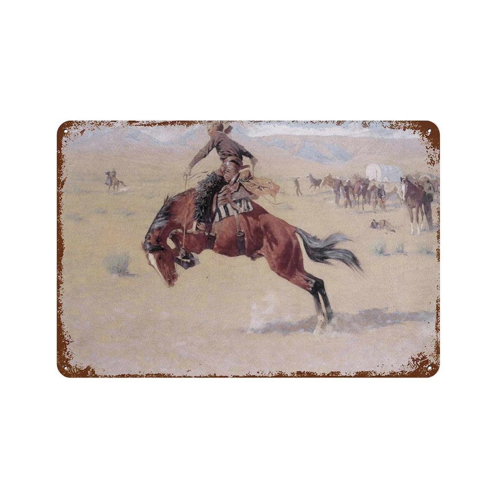 xiaoxiaoshen Vintage Cowboy Painting_ Western Scenery Wall Decor Art Metal Tin Poster Modern Home Decor Art Home Bar Shop Decorations Vintage Sign 20x30cm