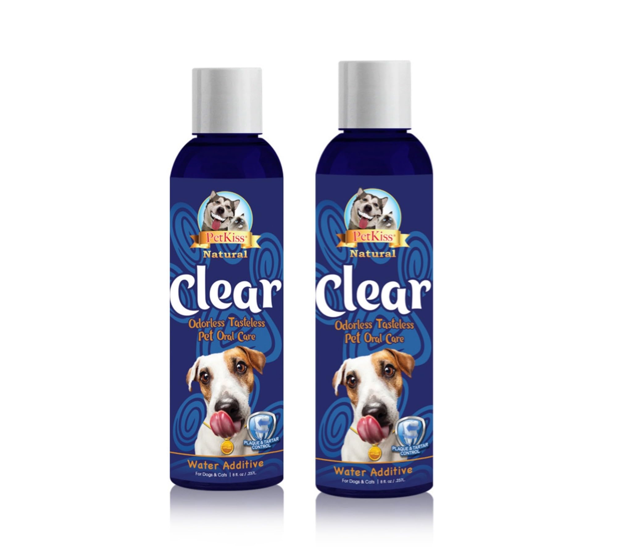Pet Kiss Clear Odorless Premium Pet Dental Care Solution – Best Pet Water Additive for Dogs & Cats – Eliminate Bad Breath, Fight Tartar & Plaque – Natural Pet Oral Care, 8 Oz (Pack of 2)
