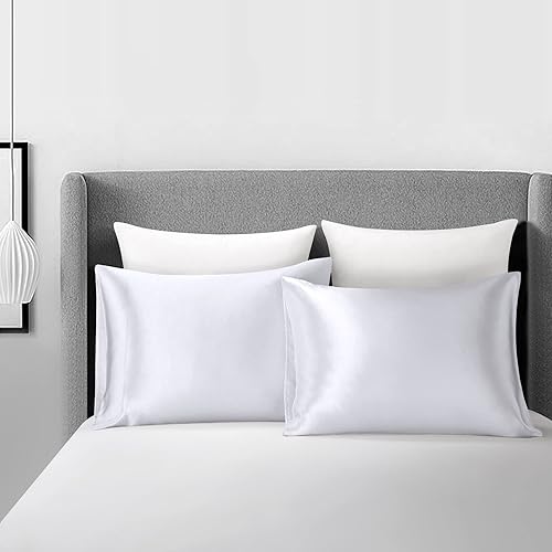 Miniatura 2 de Juego de 2 fundas de almohada sedosas de satén para el cabello, fundas de almohada gris oscuro con cierre de sobre, frescas y fáciles de lavar,