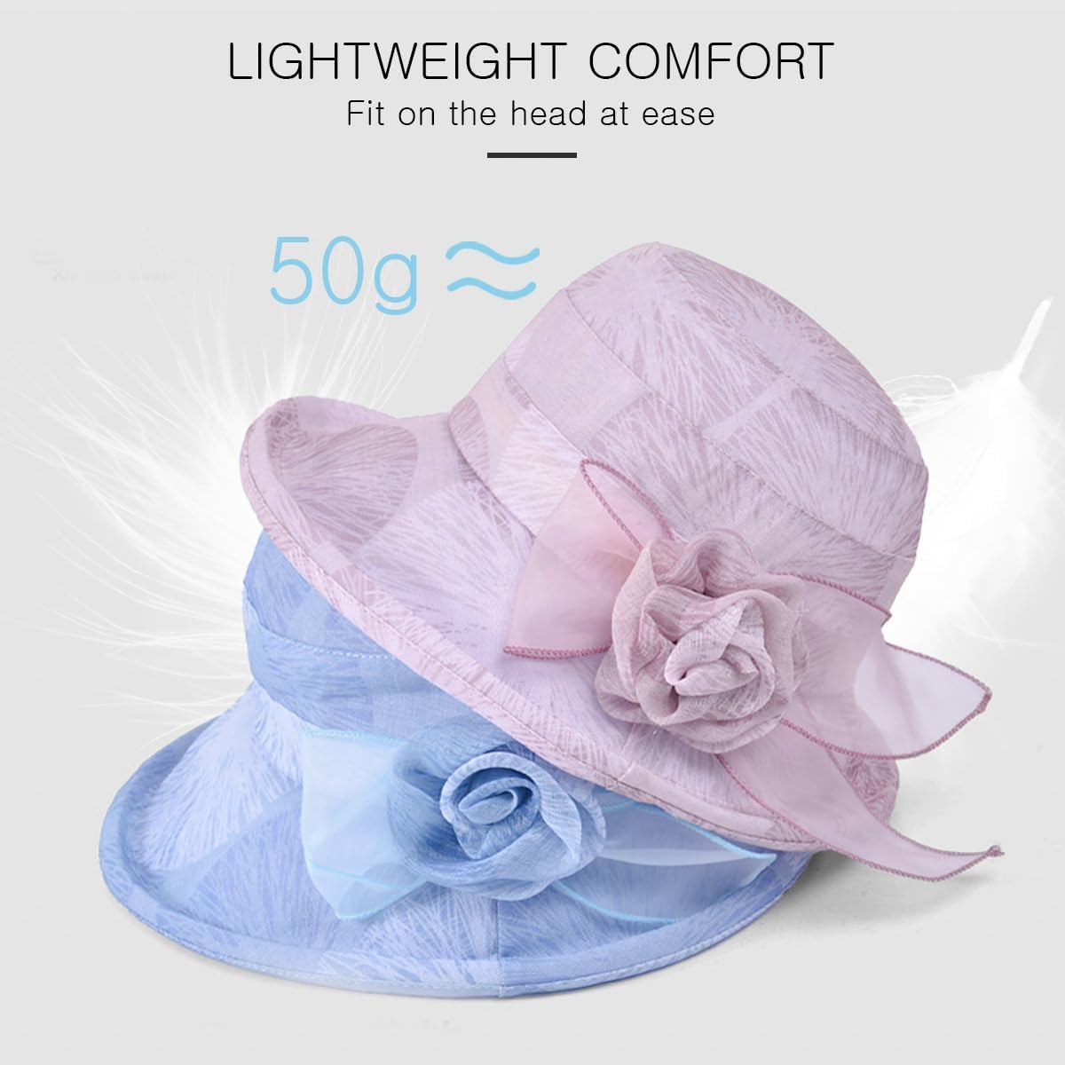 LumiSyne レディース チュール サンハット フローラル バケットハット ヴィンテージ エレガント クローシュハット 上向きの