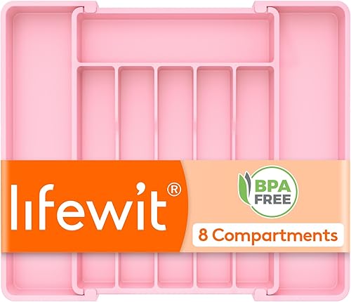 Miniatura 11 de Lifewit Organizador de cajones de cubiertos, bandeja expandible para utensilios de cocina, soporte para vajilla y cubiertos libre de BPA, Negro