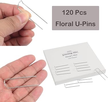Floral Pins, 120 Pcs, 1.8 Inch U Shaped Greening Pin | Fern Plant Flower Pins for Floral Picks, Straw Wreaths, Holiday Floral Arrangements, DIY Craft Projects