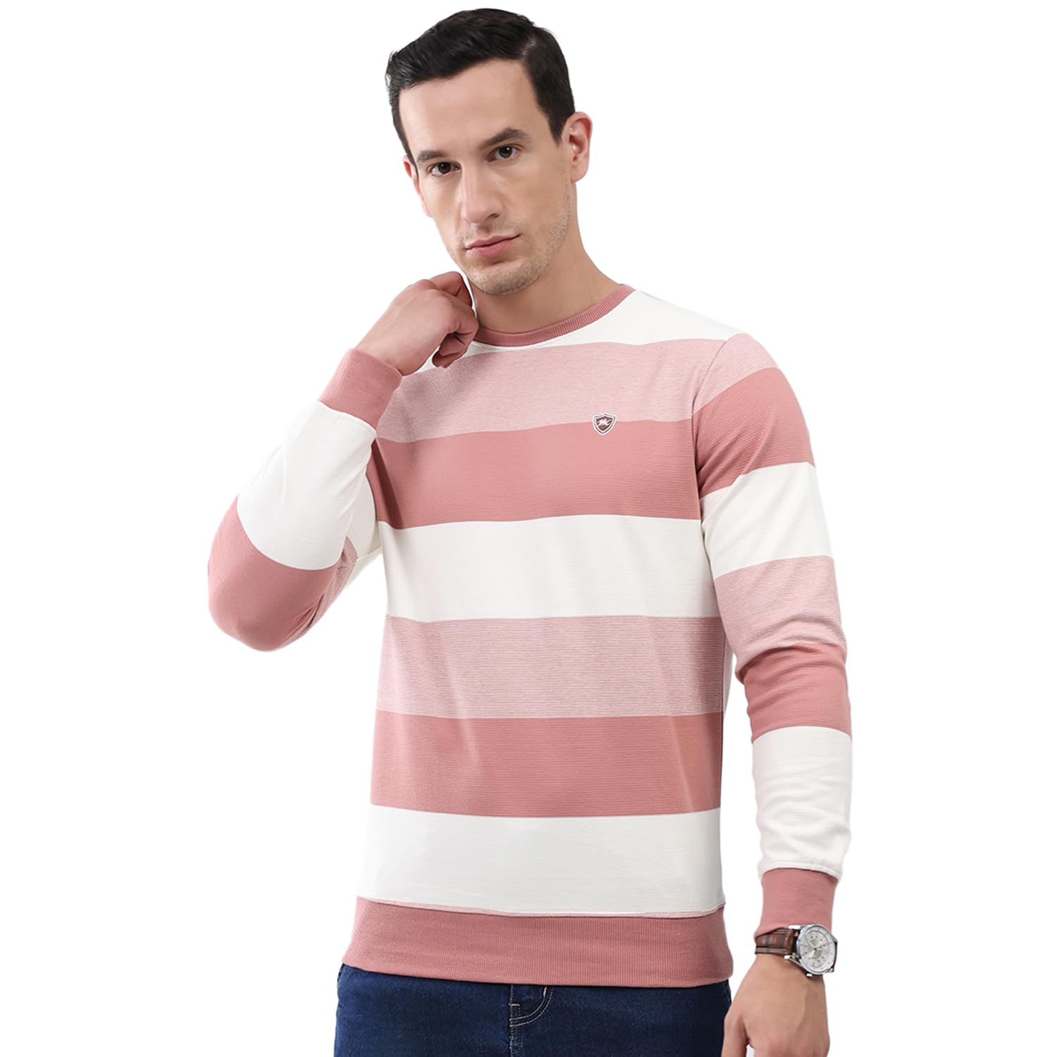 Monte Carlo Men's Regular Fit T-Shirt | Striped Design | Round Neck Pull On | Full Sleeves Stylish Fashion Casual Wear Tshirt for Men's (Pack of 1)-image-9