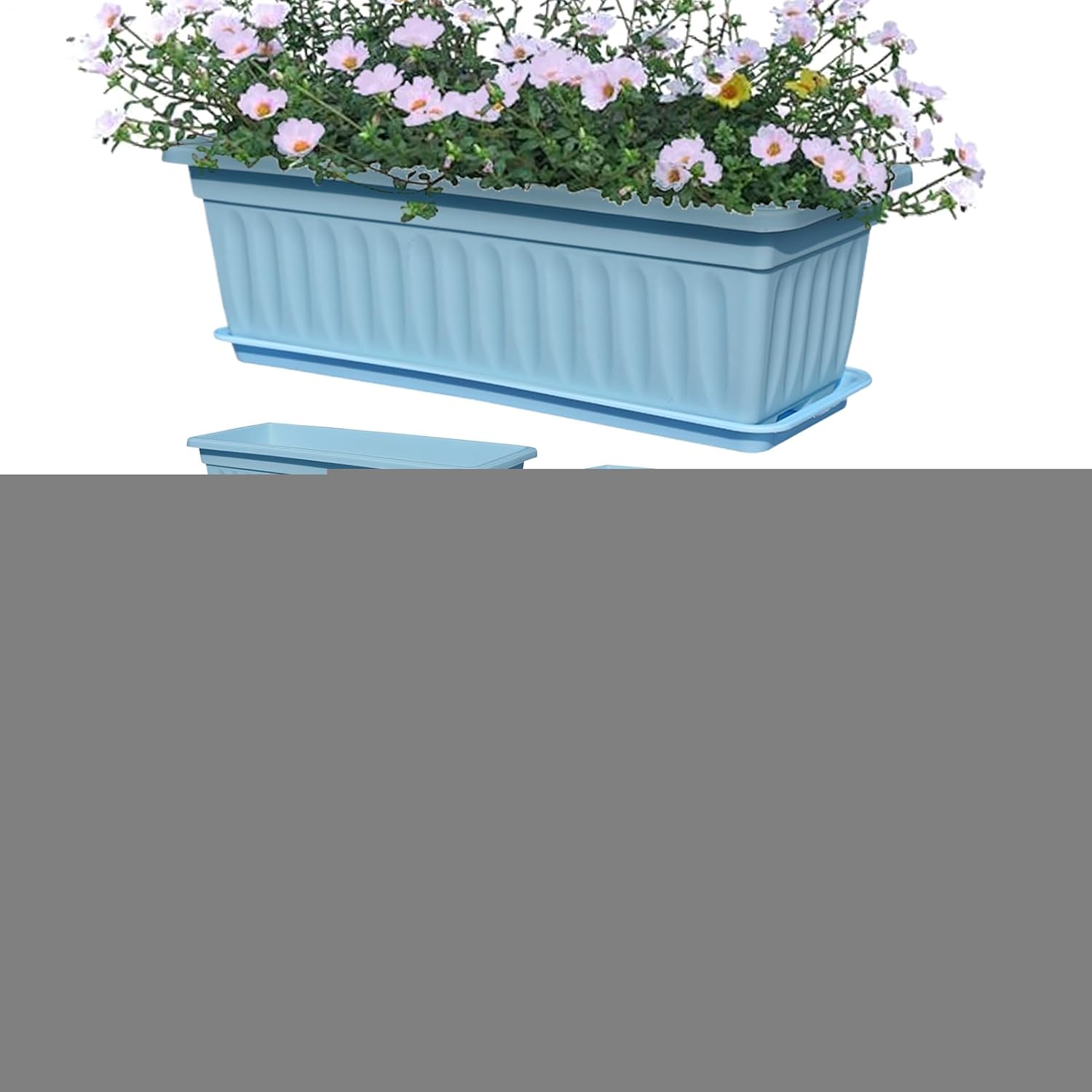 Window Box Planter - Rectangle Planter Box | 6pcs Railing Box with Trays| Weather Resistant Container Built-in Drainage Holes Accessories for Growing Vegetables Kitchen Balcony, Porch, Garde