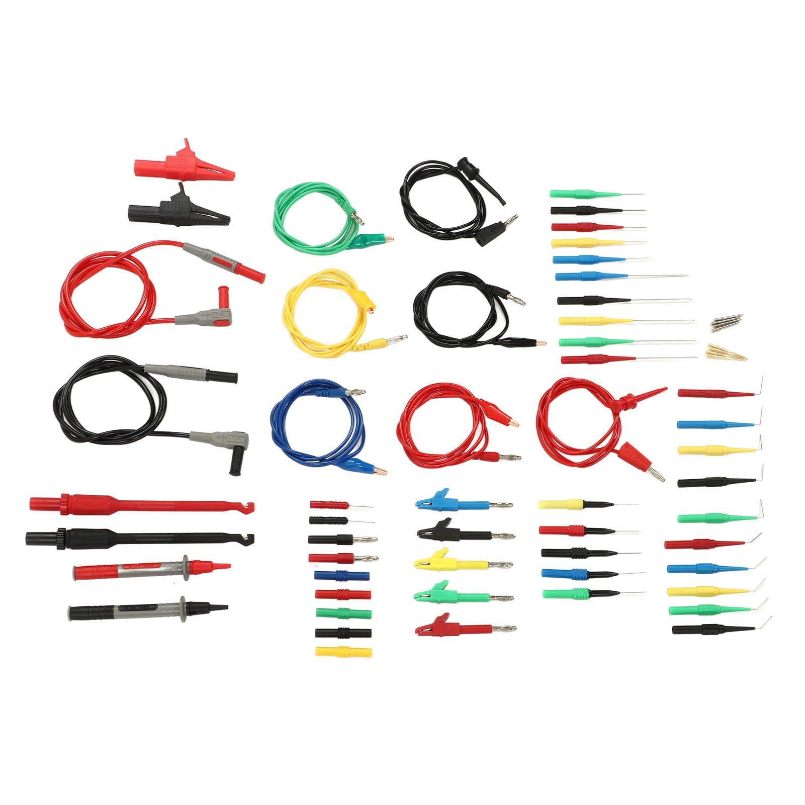 Juego de cables de prueba para multímetro de 62 piezas, puntas de prueba para multímetro digital con enchufe tipo banana, pinza de cocodrilo y sonda de aguja; kit de gancho de