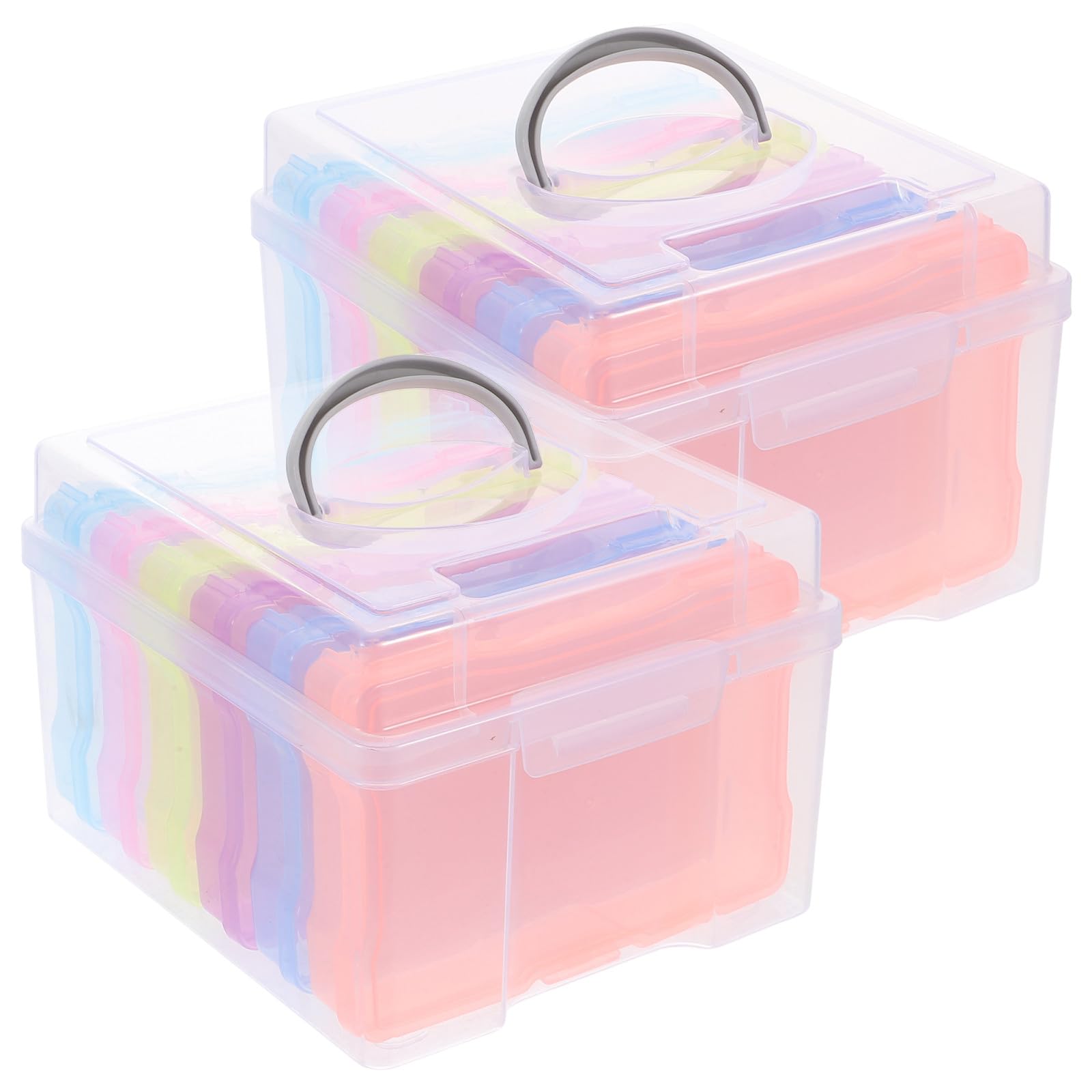 Lurrose Lot de 2 boîtes de rangement photo en plastique pour photos 10x15 cm - Organiseur - Boîte de rangement transparente pour graines et loisirs créatifs