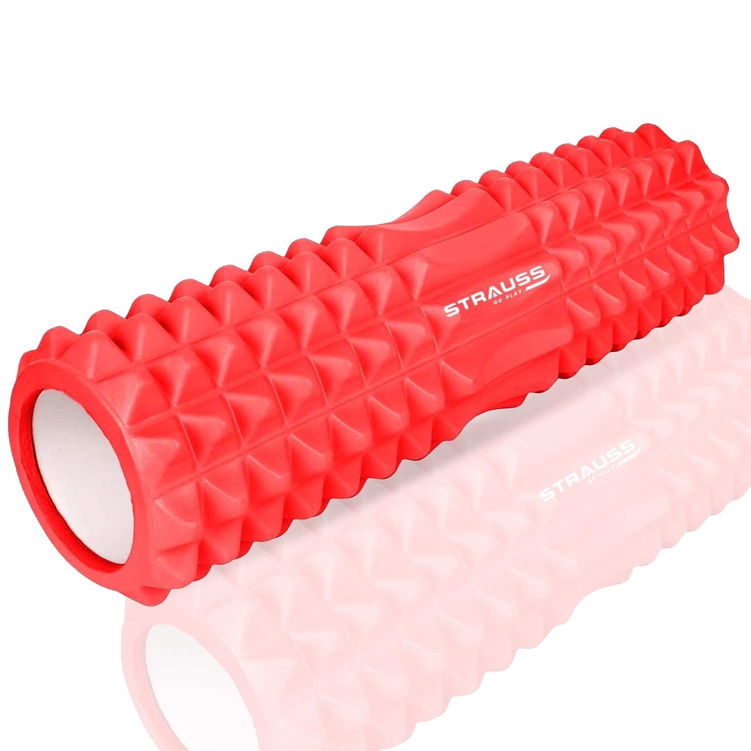 Strauss Grid Foam Roller | Eco-Friendly Spikes Foam Roller | Premium Eva Foam | Light Weight & Travel-Friendly Foam Roller for Relieve Muscle Tightness, Soreness & Inflammation,33 CM (Red)