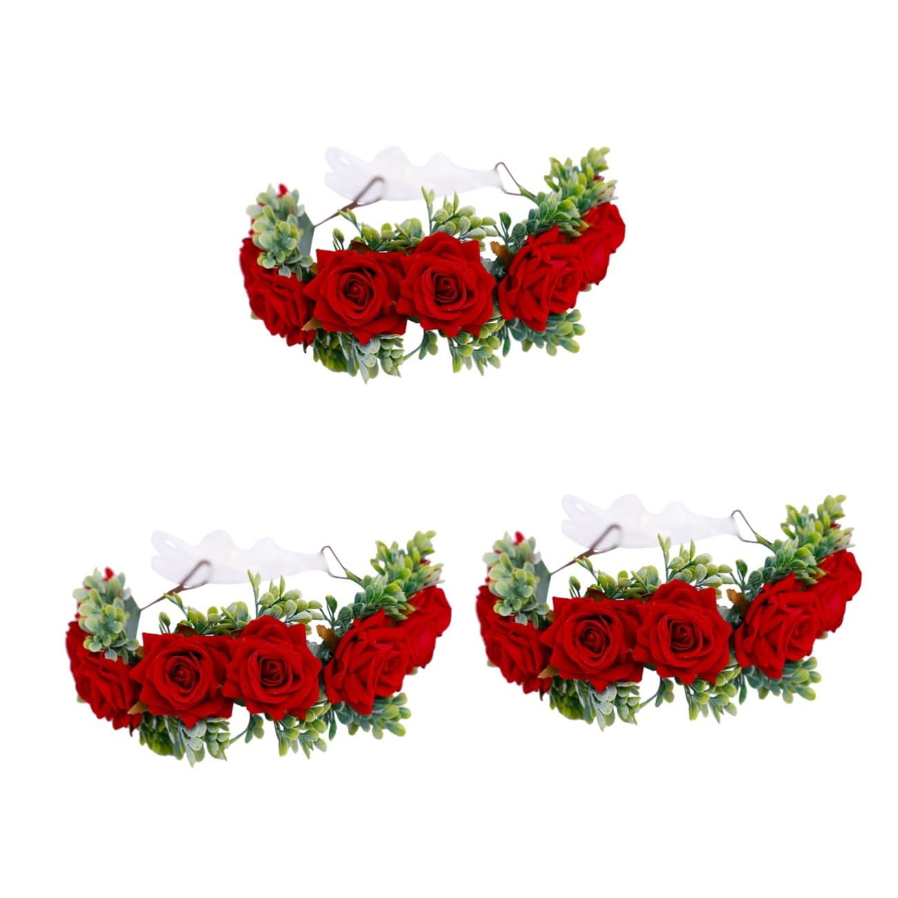 FOMIYES 3piezas Diadema Floral De Rosas Rojas Artificiales Para Bodas Carnaval y Fiestas Accesorio De Cosplay Para Niñas y Novias Para Sesiones De Fotos
