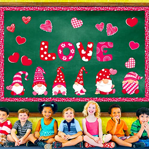 Valentine's Day Bulletin Board Decorations Valentines Gnome Classroom Bulletin Board Decors Hearts Patch Cutouts Paper For Holiday School Classroom Themes Bulletin Board Decoration #TOP6