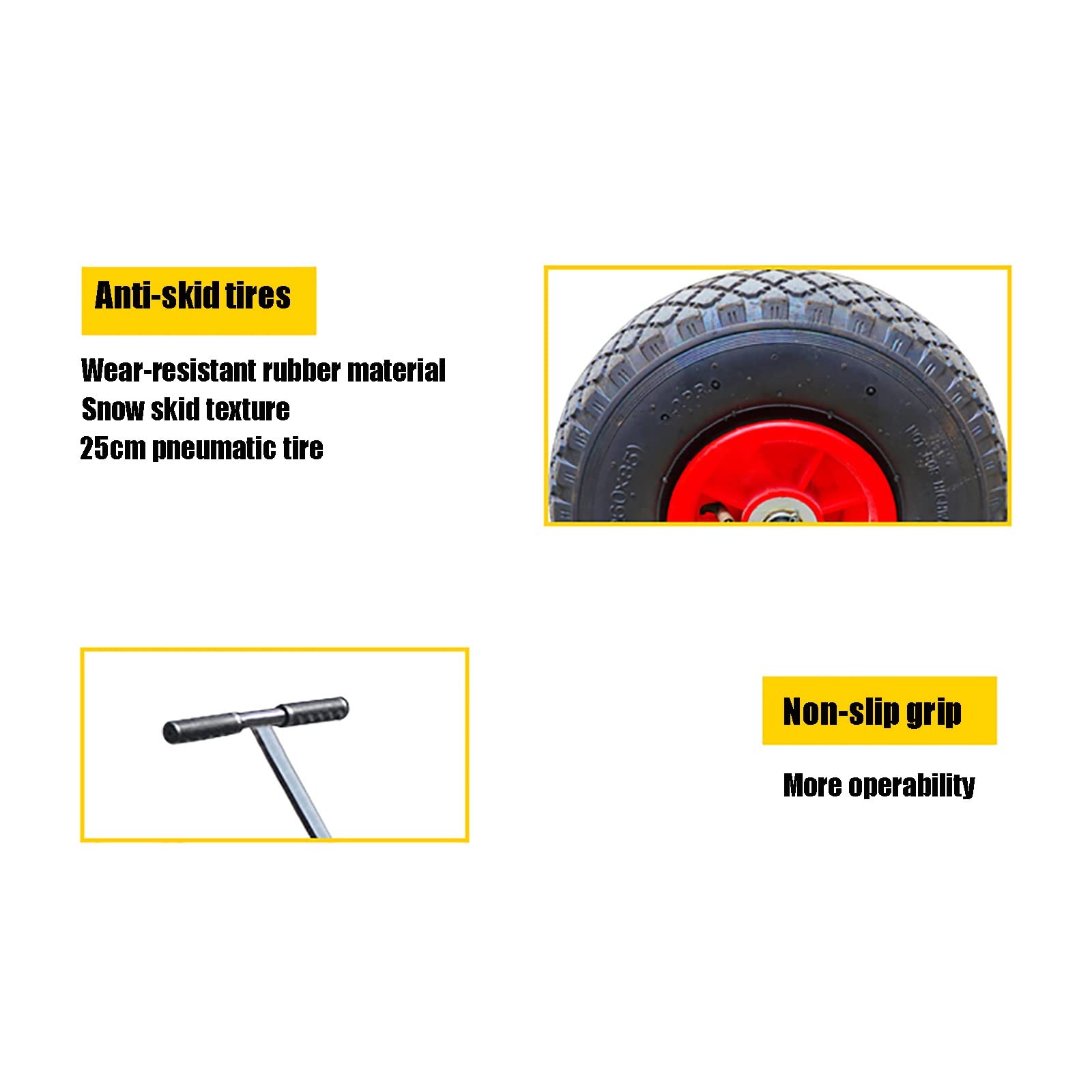 Palas de nieve, empujador de nieve rodante con ruedas de 10 pulgadas, empujador de nieve de metal resistente con altura y ángulo ajustables para entrada de coches, jardín, limpieza de pavimento ( Size