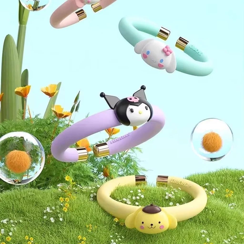 SHAKTISM Sanrio Mosquito Repellent Bracelet – 240-Day Long-Lasting Protection, Adjustable Silicone Wristband with Cute Cartoon Designs for Kids & Adults Pack of 2