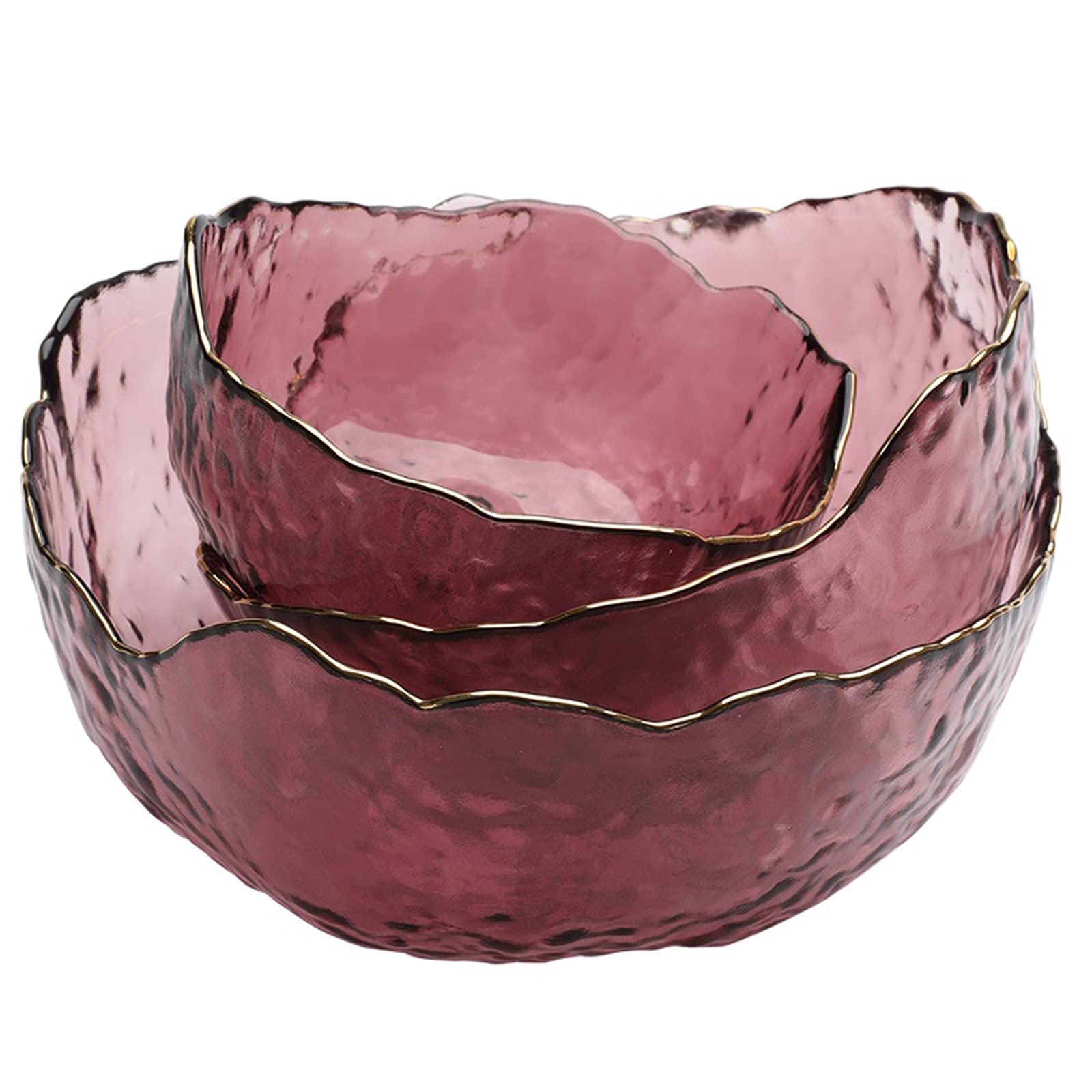 Miska do sałatki, szklane miski, nieregularne naczynia, dostarczane, Glod Inlay Rand Hammer Glas, miska do sałatki, wielokolorowa, deserowa miska na owoce miska do serwowania (kolor: E, rozmiar: duży)