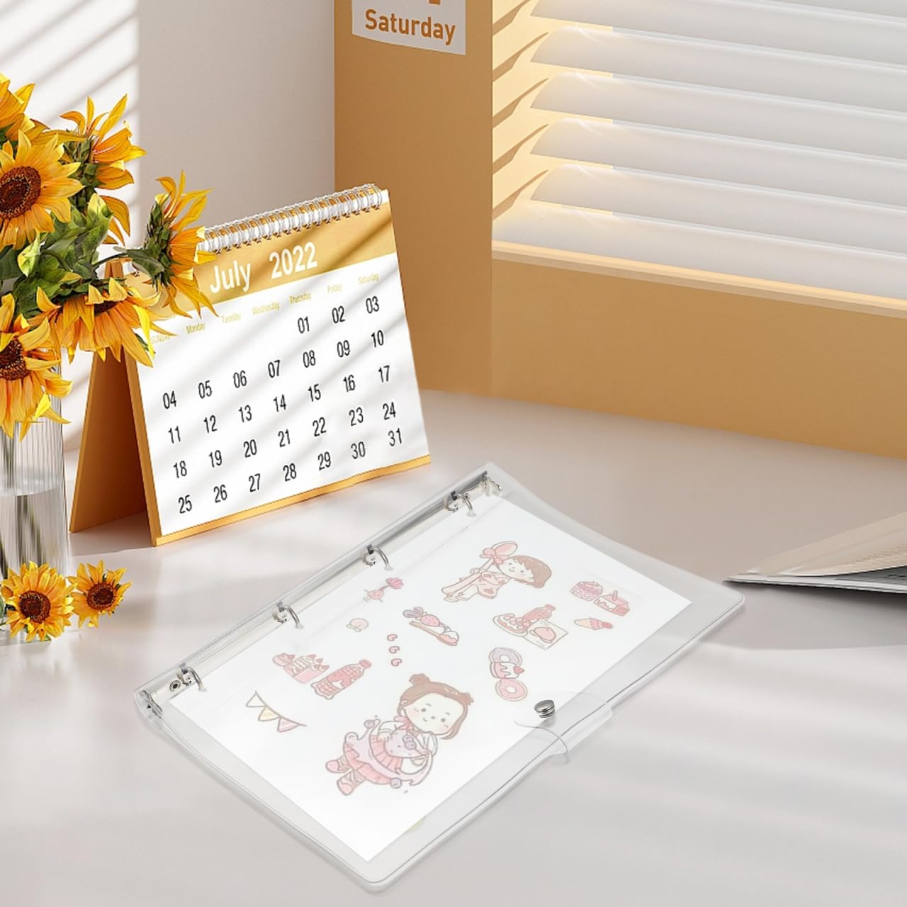 Healeved Transparentes A4 Ringbuch Notebook Cover Aus Kunststoff Mit 4 Ringen Für Büro Und Schule Notizbuch Hülle Schützt Planer Und Dokumente Einfach Zu Öffnender Ringordner Organizer