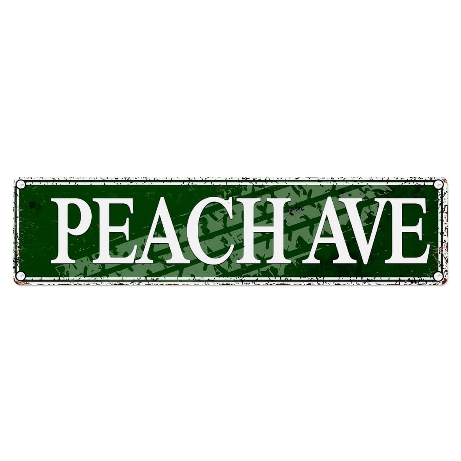 Green Background White Text Street Sign Pattern Metal Tin Sign Plaque