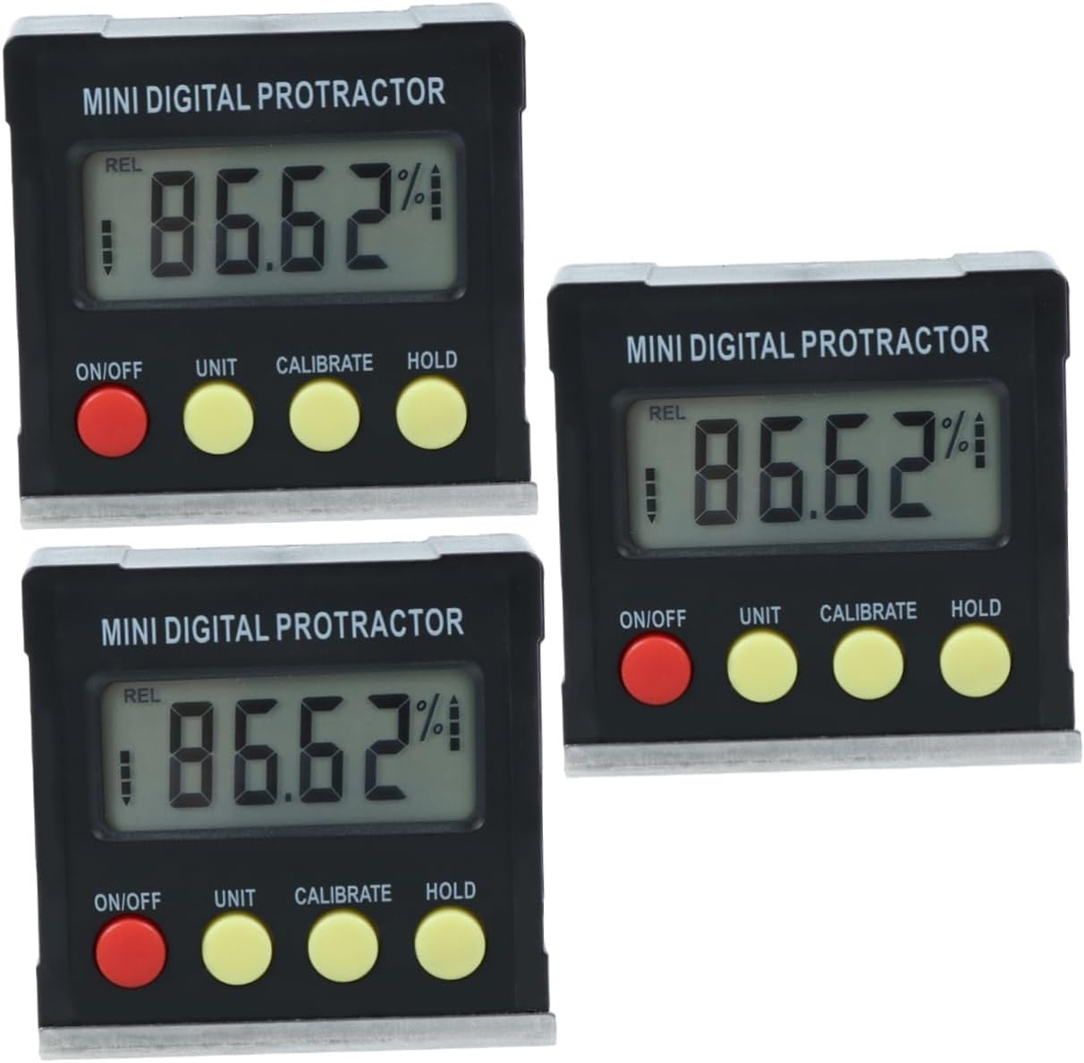 DOITOOL 3pcs Digital Angle Finder Angle Meter Digital Inclinometer Digital Protractor Goniometer Number Tool