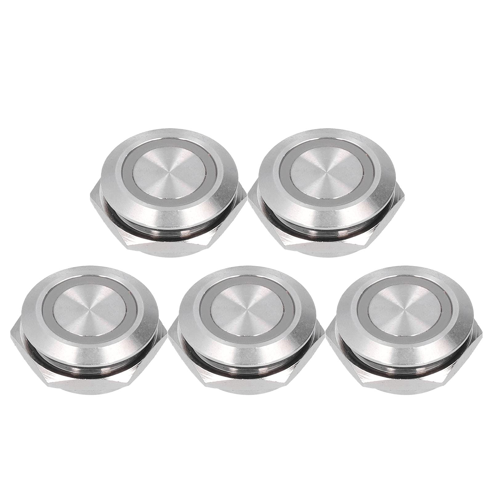 5 szt. Metalowy Chwilowy Przełącznik Wciskany z diodą LED, Mini Auto Reset Ultra Cienki Wodoodporny Przełącznik 19 Mm (DC12~24V Niebieski)