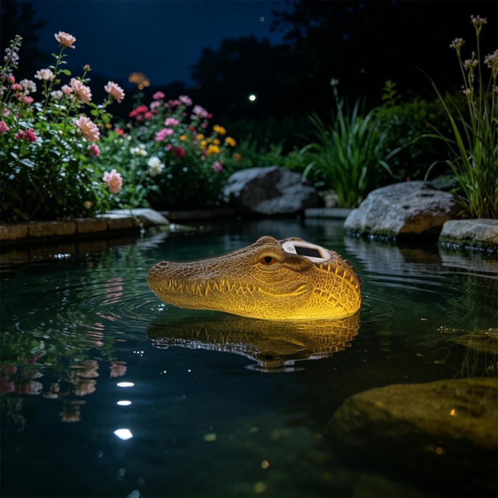Baoblaze Luci galleggianti per Piscina, solari, Illuminazione paesaggistica per Piscina, Decorazioni da Giardino, luci galleggianti per Le Vacanze, Cortile, Coccodrillo