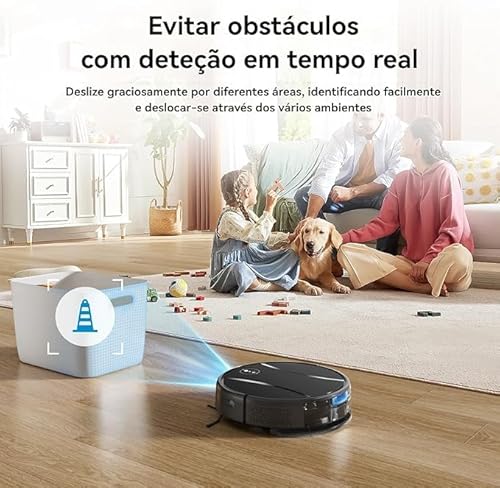 Combinação aspirador robo, potente 4200Pa carregamento automático, robo aspirador e passa pano carpete baixo, pelos animais, aplicativo, voz controle remoto (Tinta preta) - Imagem 4
