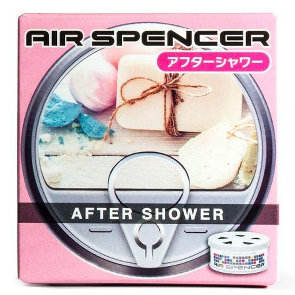 PERFUME AMBIENTADOR JAPONES LATA PARA COCHE AIRSPENCER AFTER SHOWER AROMA FLORAL FRUTAS TE VERDE
