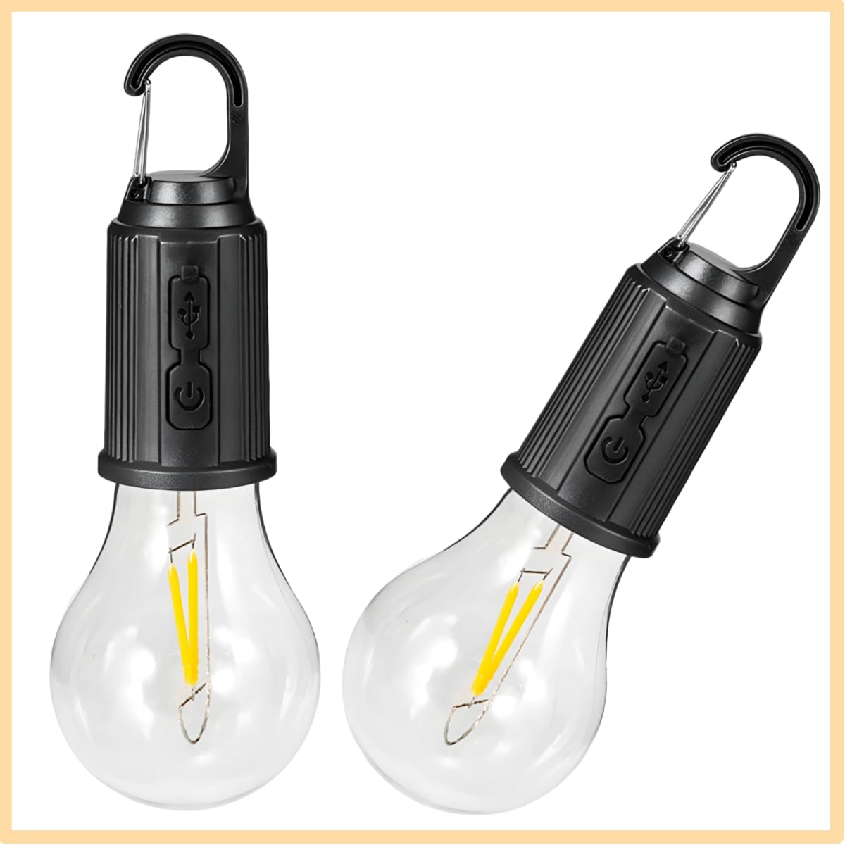 VISUAL ARREST USB Rechargeable LED Bulb Outdoor Light Lamp for Camping Home Emergency Portable Mini Lantern with Hook Clip 3 Light Modes USB Type C Charging Warm White (Pack of 2) (B0CVNDNZD3) Amazon Price History, Amazon Price Tracker