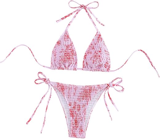 Merishopp Women's Triangle Bikini Set Tie Side Bathing Suit for Party Travel Swim Pool Style F | Clothing, Shoes &amp; Accesso...