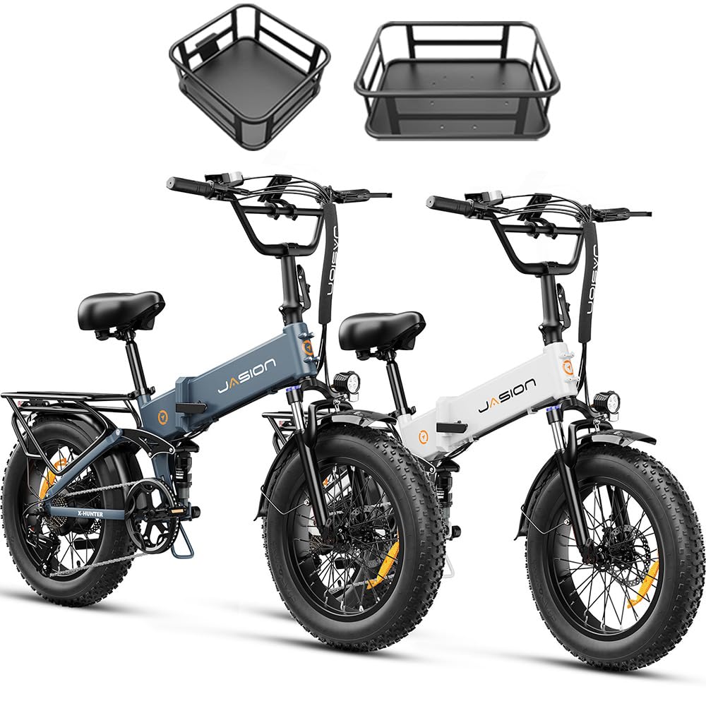 Jasion Hunter Pro Electric Bike for Adults, 1800W Peak Motor, up to 30+MPH 80 Miles, 720WH Removable Battery Folding Ebike,App Control & Full Suspension,20''*4.0 Fat Tire,Dual Hydraulic Brakes Bicycle