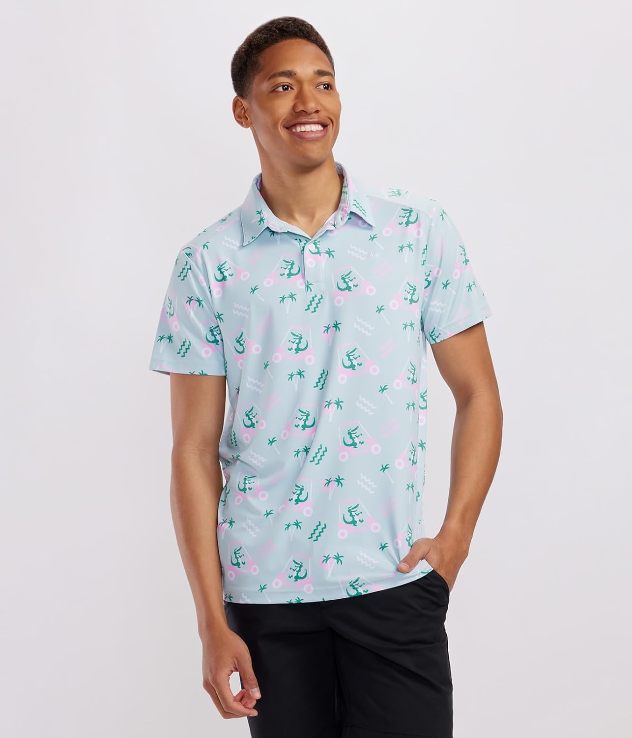 Tipsy Elves Men’s Golf Polo Shirt - Moisture Wicking, Stretch Fabric, Athletic Fit - Performance Polo